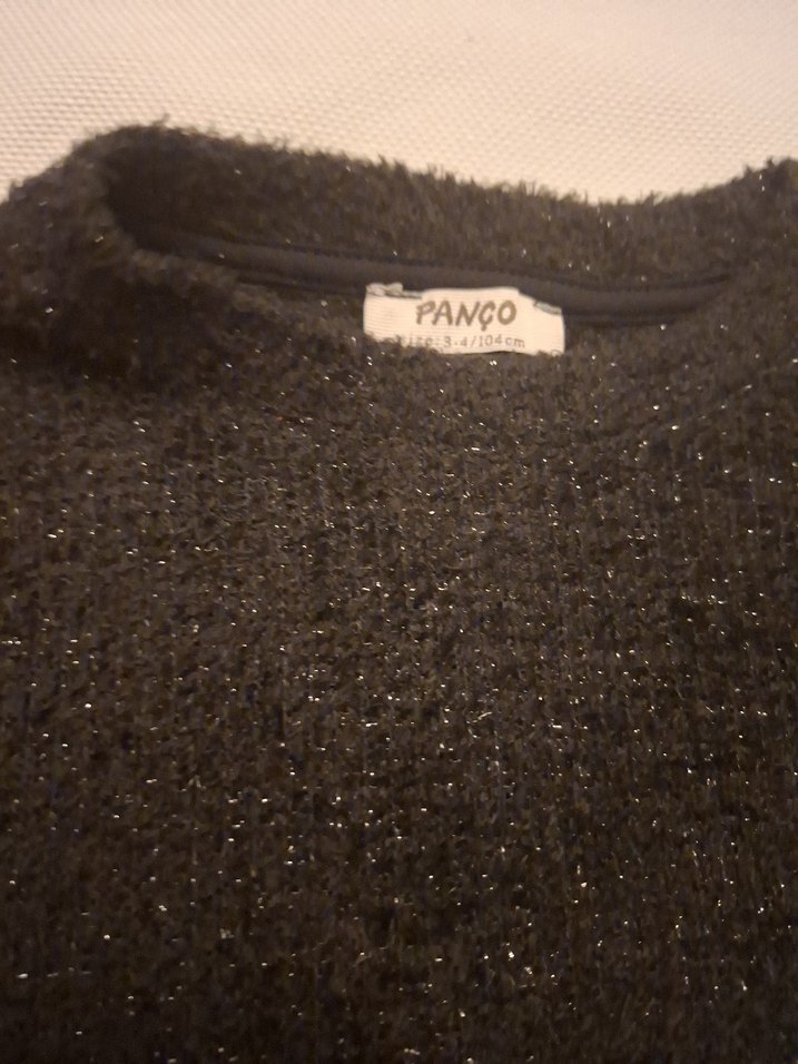 kız çocuk Siyah Örgü Kısa Kazak - Görsel 2