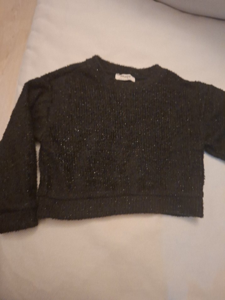 kız çocuk Siyah Örgü Kısa Kazak - Görsel 3