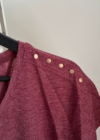 l Beden bordo Renk Bordo Düğmeli new balance Kısa Kollu Tişört