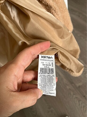 11-12 Yaş Beden camel Renk Koton kız çocuk peluş mont