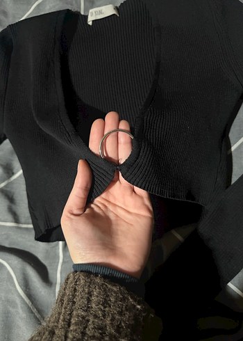 Siyah Triko Halter Yaka Kadın Bluz - Görsel 3