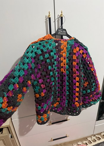 Renkli Örgü Bohem Kadın Hırka - Görsel 2