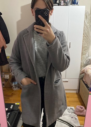 Gri Uzun Kadın Kaban - Görsel 2