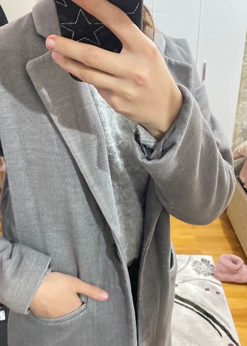 Gri Uzun Kadın Kaban - Görsel 3