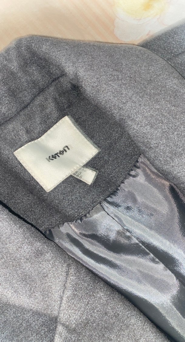 Gri Uzun Kadın Kaban - Görsel 5