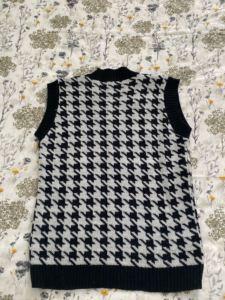 Kadın Kazak Yelek Siyah-Beyaz Desenli - Görsel 2