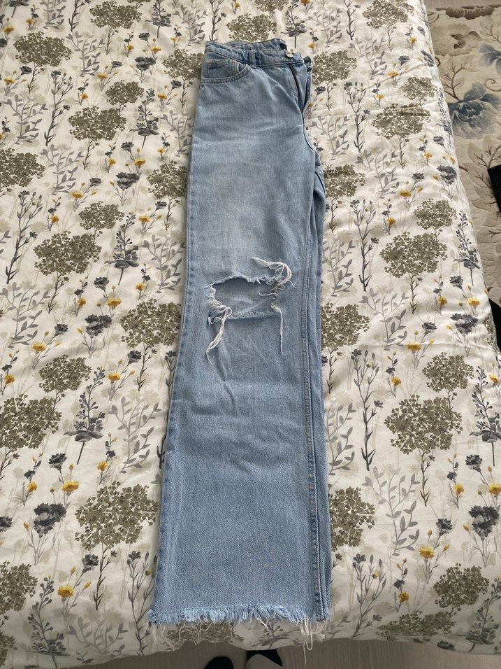 Yırtık Detaylı Wide Leg Pantolon - Görsel 2