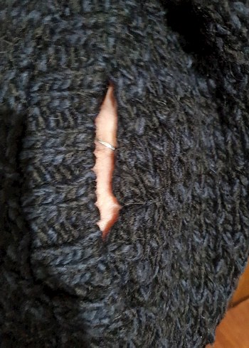 lacivert adın Boğazlı Kolsuz Örgü panco - Görsel 5