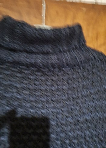 lacivert adın Boğazlı Kolsuz Örgü panco - Görsel 3