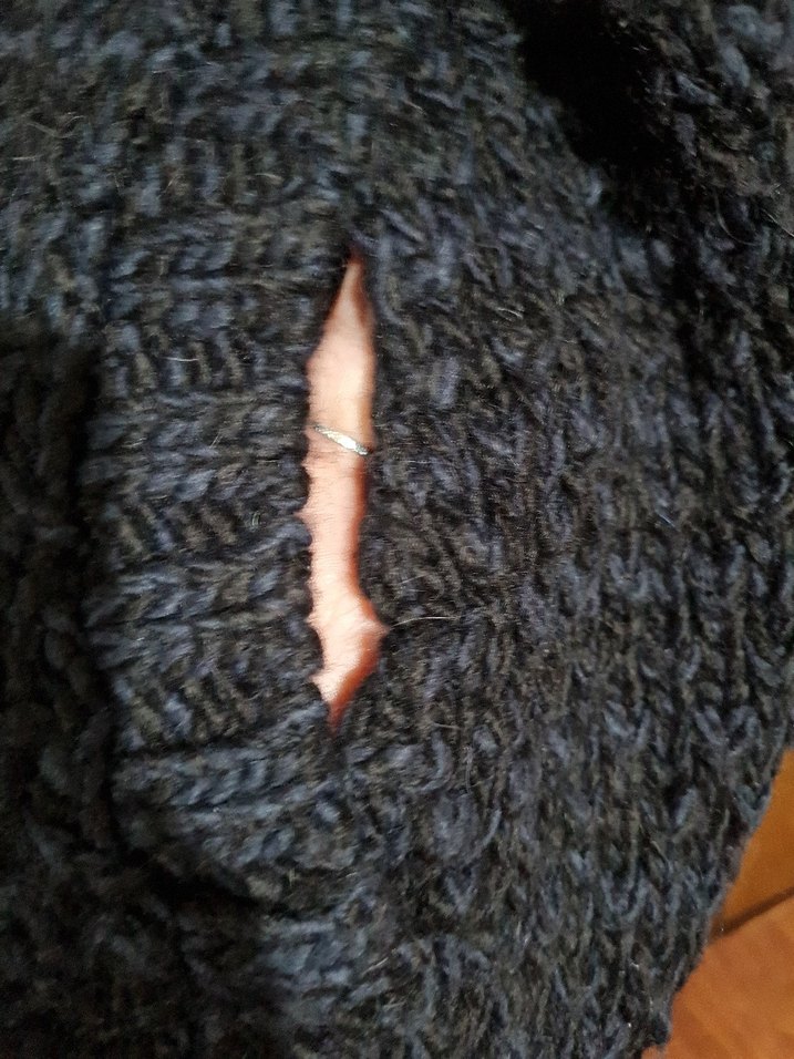 lacivert adın Boğazlı Kolsuz Örgü panco - Görsel 5