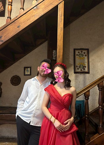 Kadın kırmızı abiye, kınalık - Görsel 3