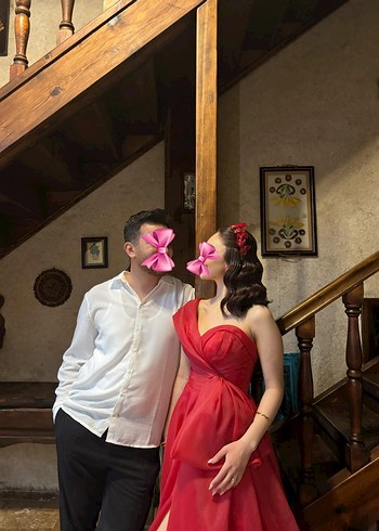 Kadın kırmızı abiye, kınalık - Görsel 4