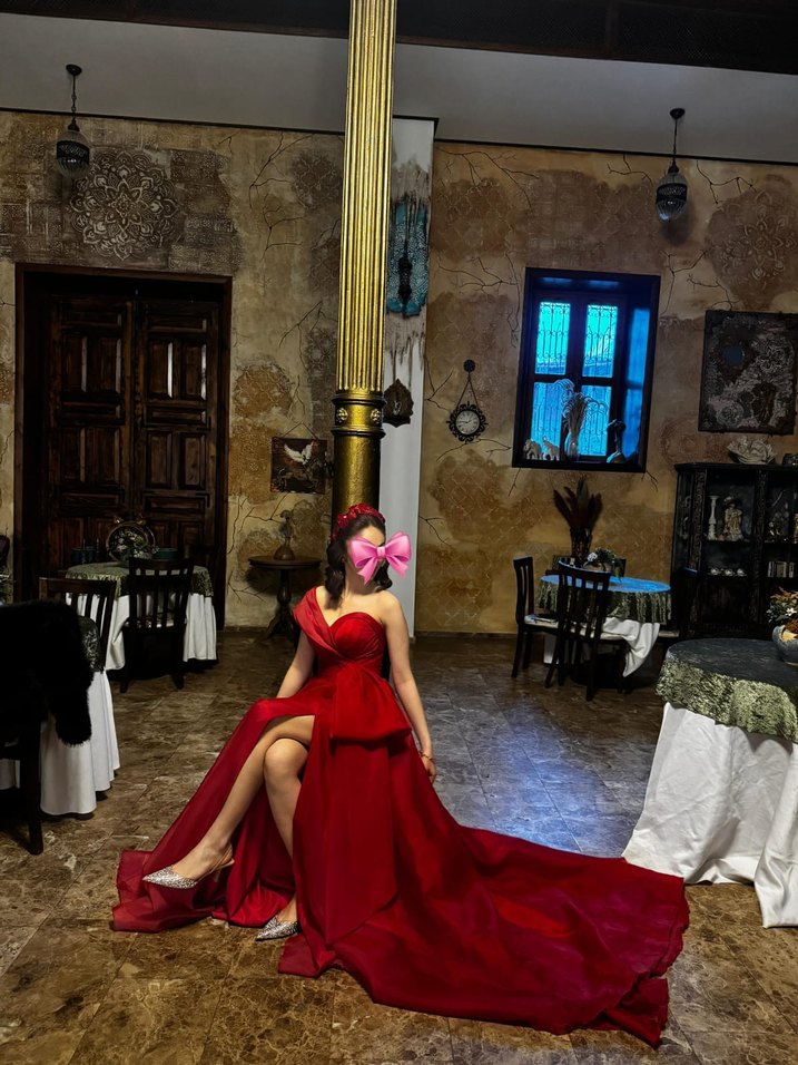 Kadın kırmızı abiye, kınalık - Görsel 2