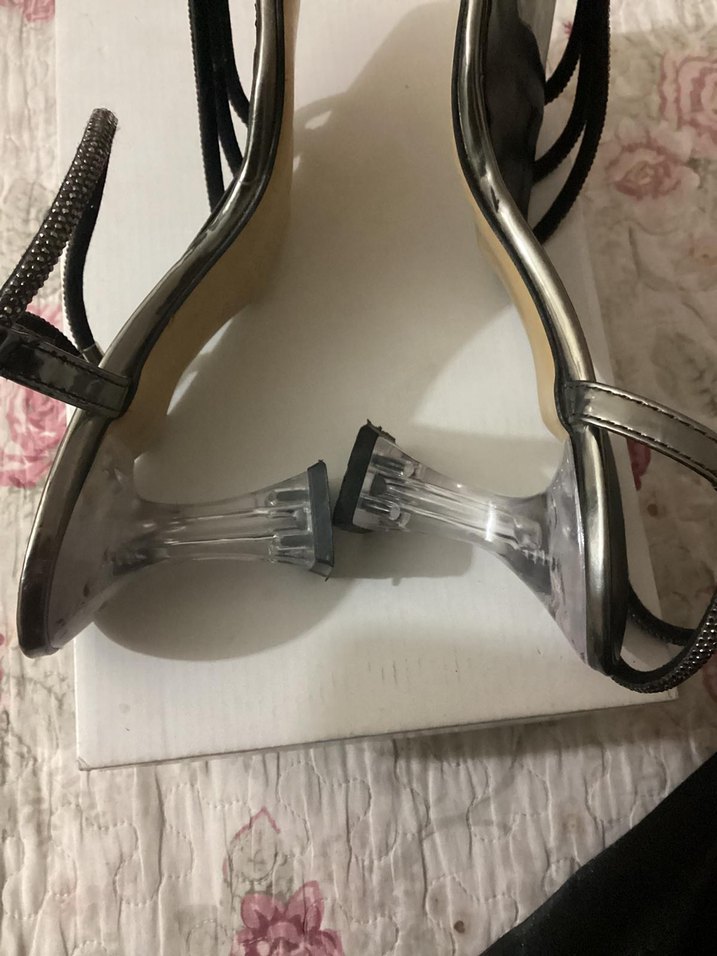 Gri parlak topuklu Kadın Ayakkabı - Görsel 4