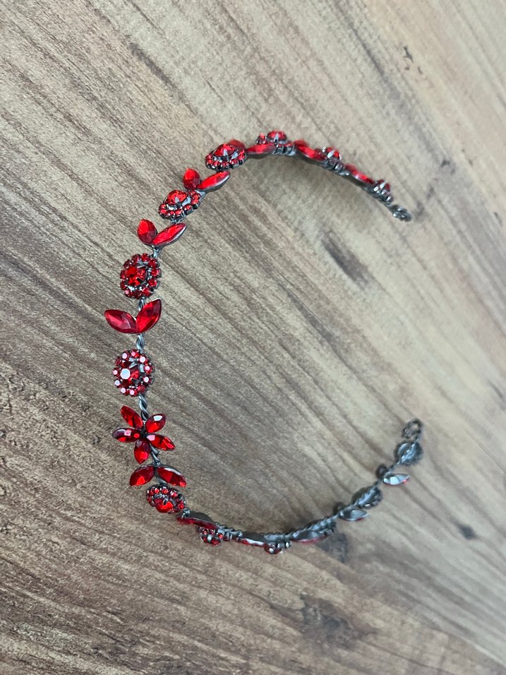 Kırmızı Cam Taşlı Saç Aksesuarı Kına gecesi - Görsel 3