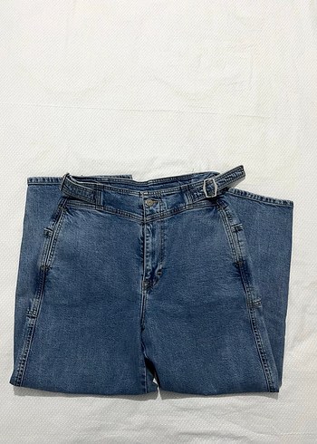 Kadın Kemerli Bol Kesim Midi Jean - Görsel 3