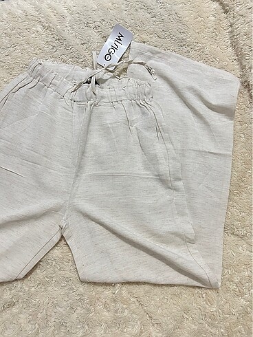 Keten bej pantolon - Görsel 2