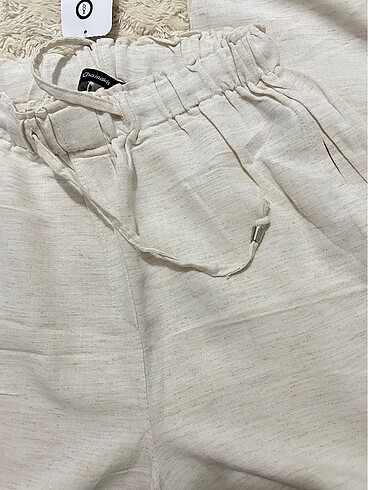 Keten bej pantolon - Görsel 3