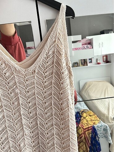 Zara Askılı triko elbise