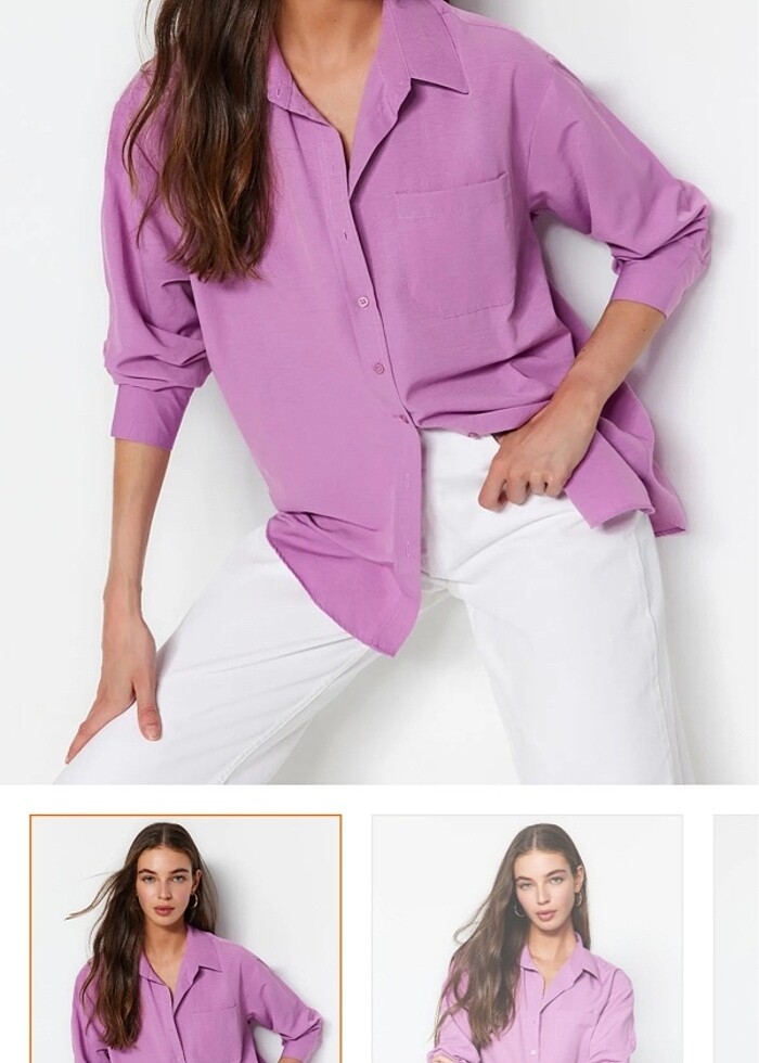 Milla mor oversize gömlek - Görsel 2