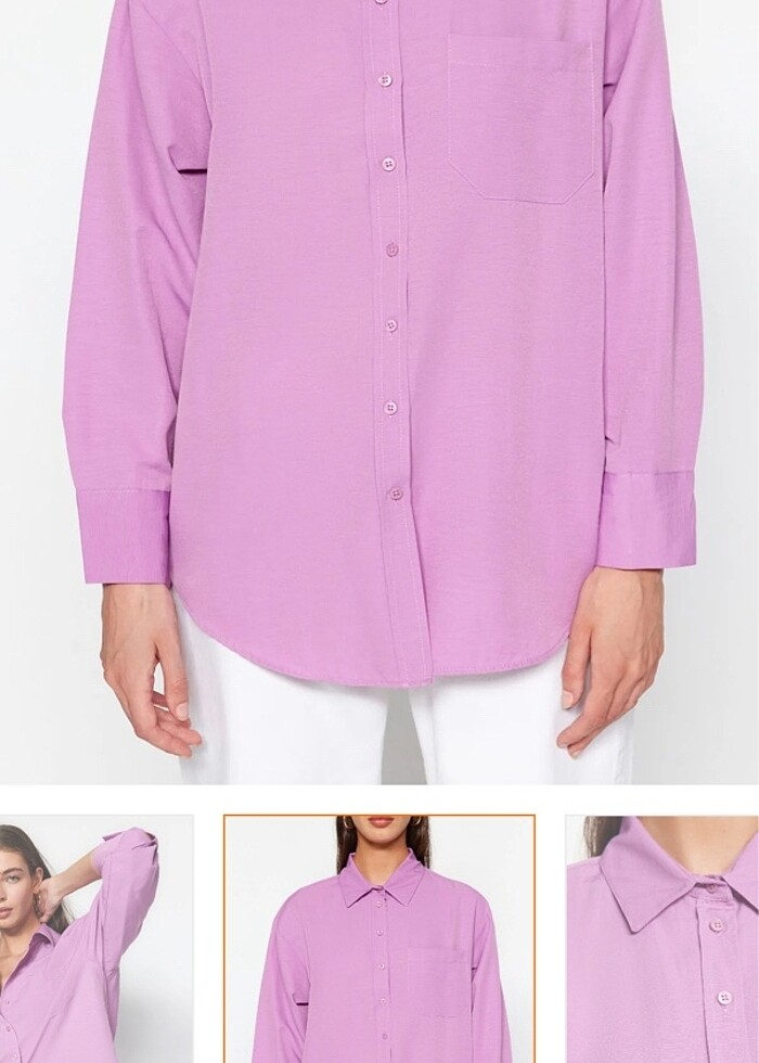 Milla mor oversize gömlek - Görsel 3