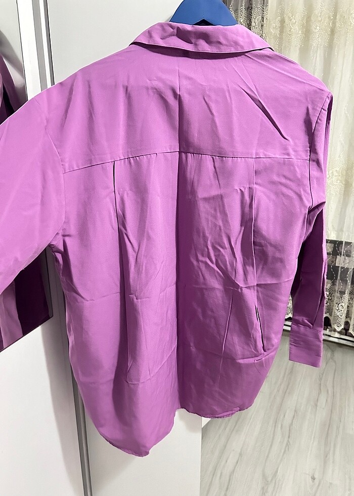 Milla mor oversize gömlek - Görsel 4