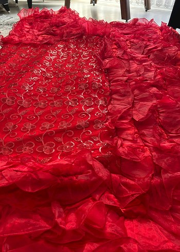 Nakışlı Kırmızı Renkli Çift Kişilik Yatak Örtüsü - Görsel 6