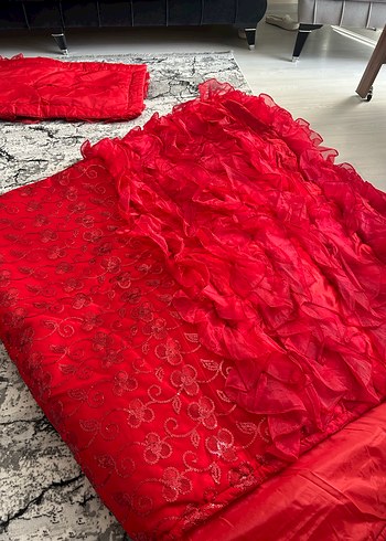 Nakışlı Kırmızı Renkli Çift Kişilik Yatak Örtüsü - Görsel 9