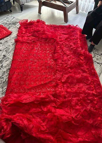 Nakışlı Kırmızı Renkli Çift Kişilik Yatak Örtüsü - Görsel 11