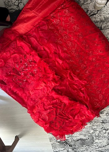 Nakışlı Kırmızı Renkli Çift Kişilik Yatak Örtüsü - Görsel 10