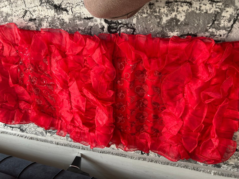 Nakışlı Kırmızı Renkli Çift Kişilik Yatak Örtüsü - Görsel 4