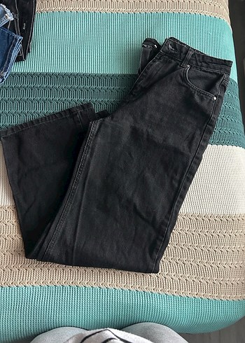 Siyah Kadın Denim wide leg Jean Pantolon - Görsel 2