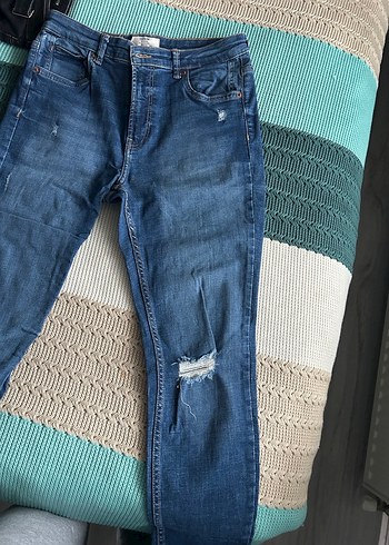 Düz Mavi Kadın Denim Pantolon - Görsel 2