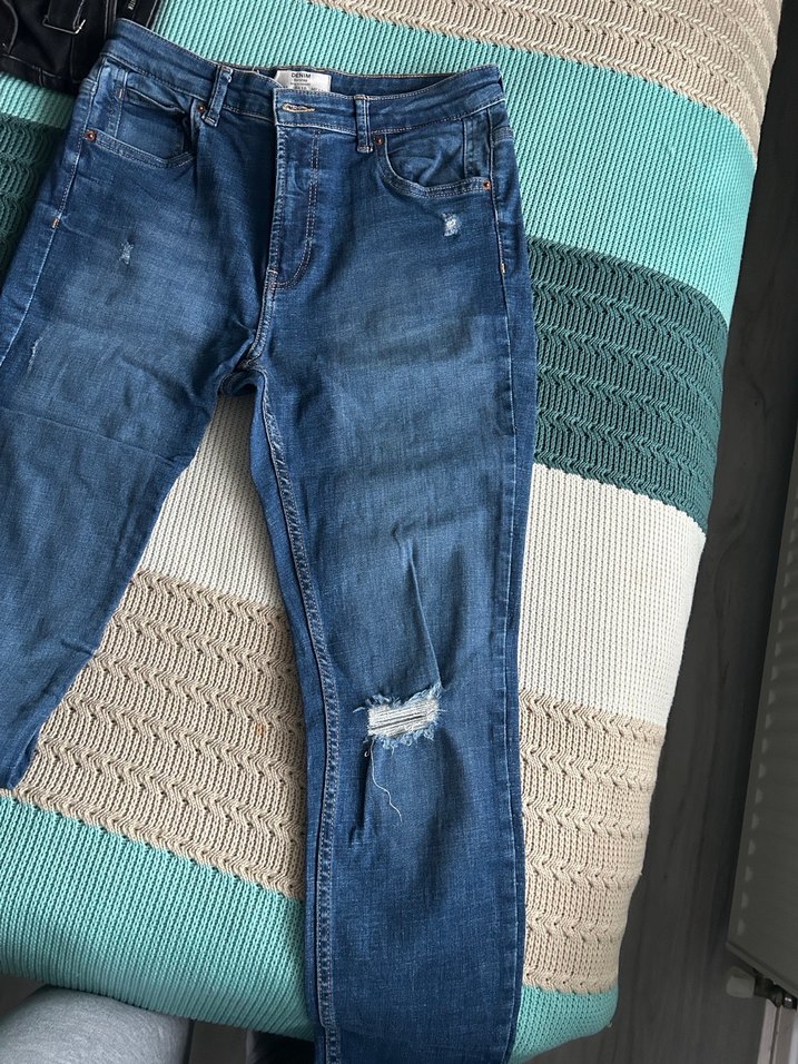 Düz Mavi Kadın Denim Pantolon - Görsel 2