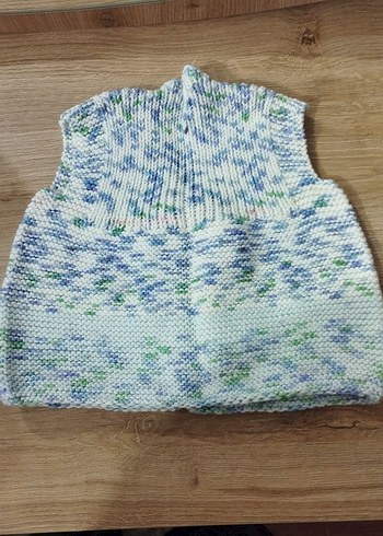 Erkek Çocuk Örgü Mavi Yelek el emeği - Görsel 2