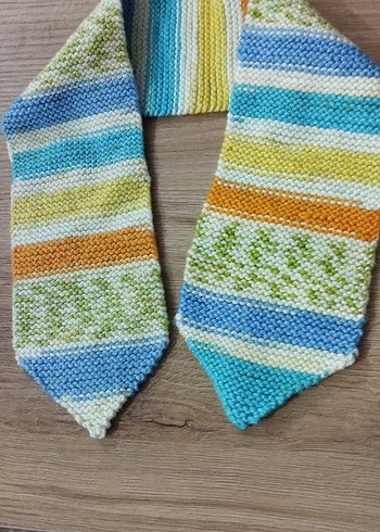 Bebek Renkli Örgü Atkı ve Patik Seti - Görsel 3