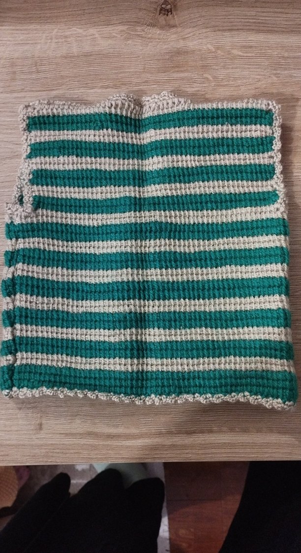 Turkuaz Gri Çizgili Kız/Erkek Örgü Yelek el emeği - Görsel 2