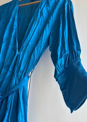 Parlak Mavi Bohem Midi Kadın Sabahlık - Görsel 5