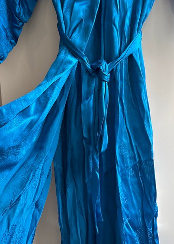 Parlak Mavi Bohem Midi Kadın Sabahlık - Görsel 3