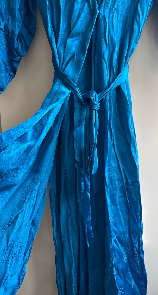 Parlak Mavi Bohem Midi Kadın Sabahlık - Görsel 3