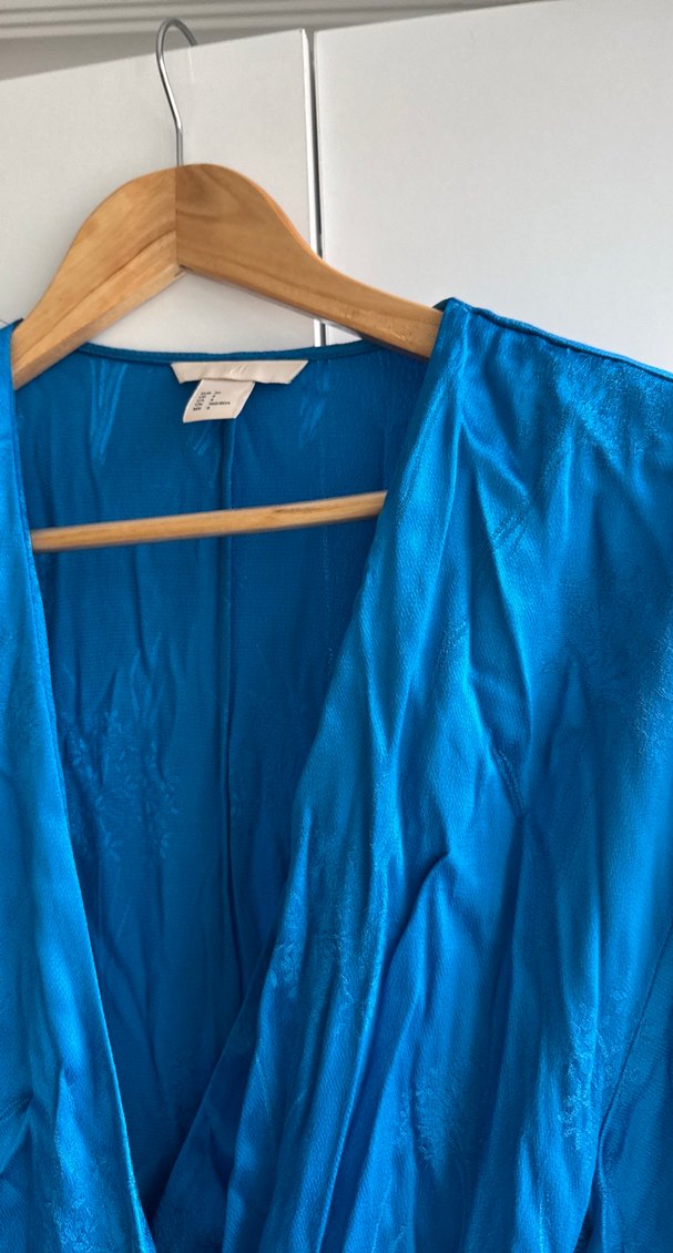 Parlak Mavi Bohem Midi Kadın Sabahlık - Görsel 4