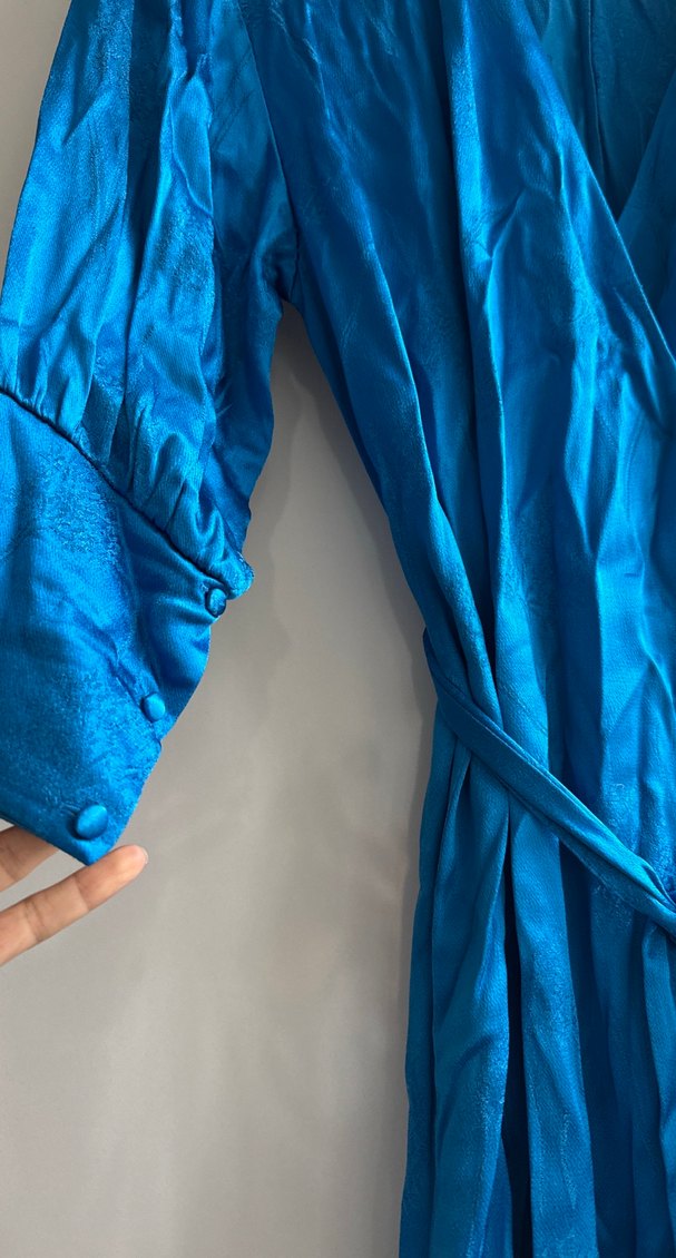 Parlak Mavi Bohem Midi Kadın Sabahlık - Görsel 2