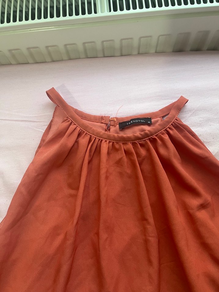 Yavruağzı Şifon Boyundan Kadın Elbise - Görsel 2