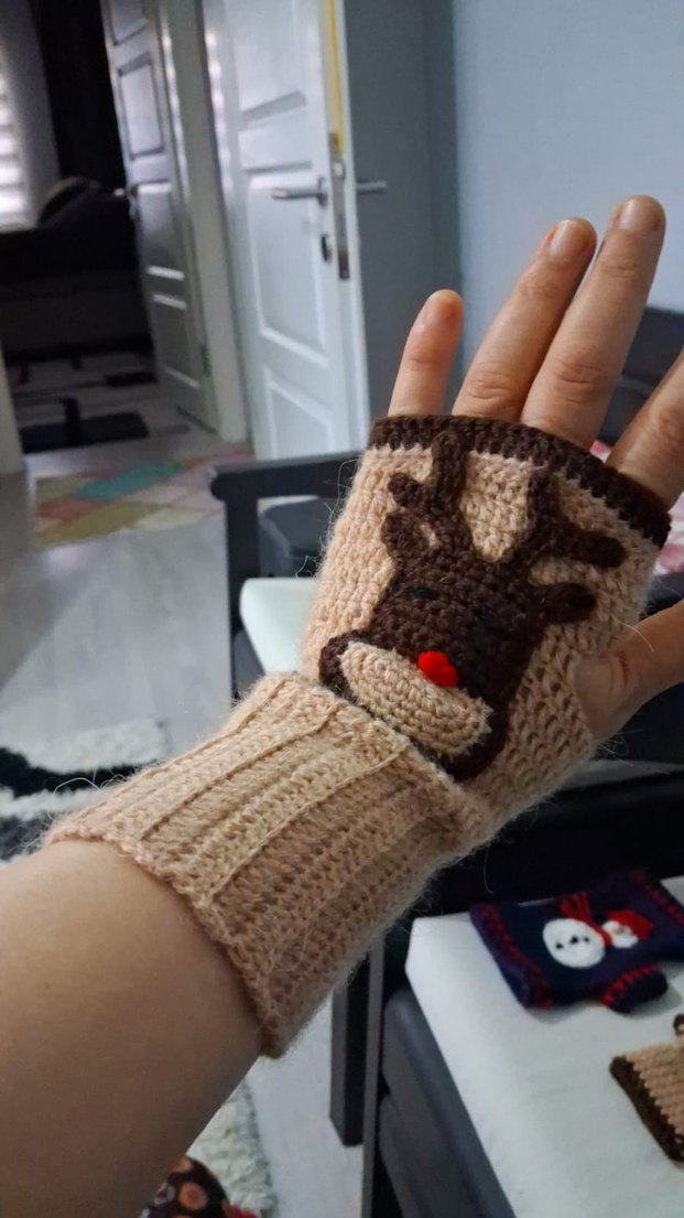 Bohem Tarzda Örgü Kadın Eldiveni - Görsel 4