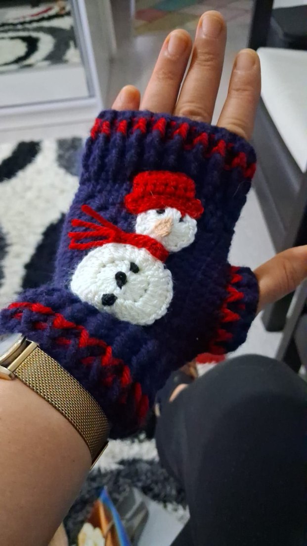 Renkli Örgü Kadın Eldivenleri Bohem Tarz yılbaşı temalı - Görsel 2