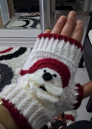 Bohem Tarzda Örgü Kadın Eldivenleri Noel temalı - Görsel 2