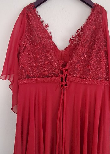 Kırmızı  Uzun Abiye Elbise - Görsel 5