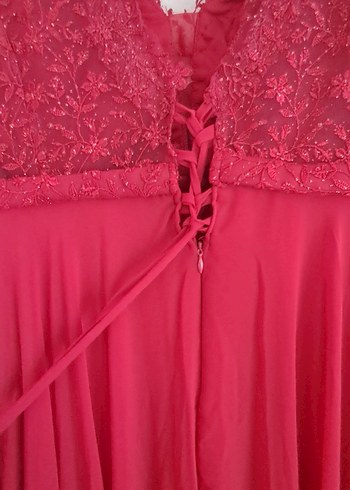 Kırmızı  Uzun Abiye Elbise - Görsel 6