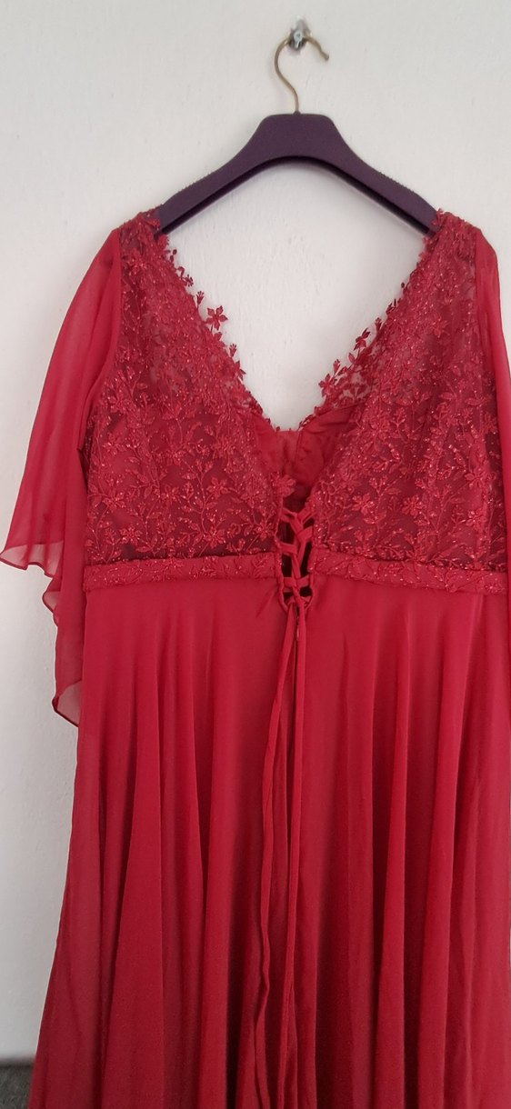 Kırmızı  Uzun Abiye Elbise - Görsel 5