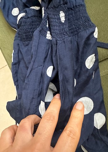 Kadın Puantiyeli Straplez Mini Tulum - Görsel 5